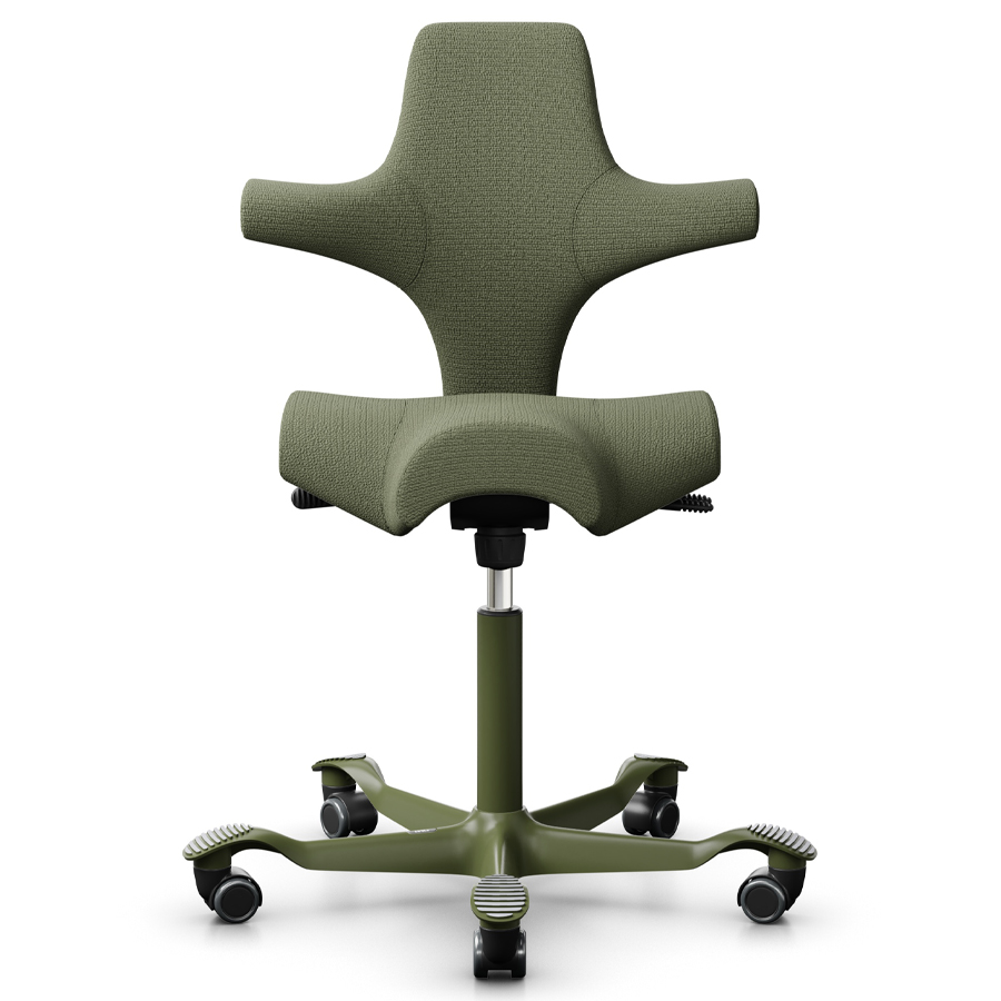 HAG Capisco 8106 mit Designstoff Sirdal in Grün - Gestell Moss grey - Front