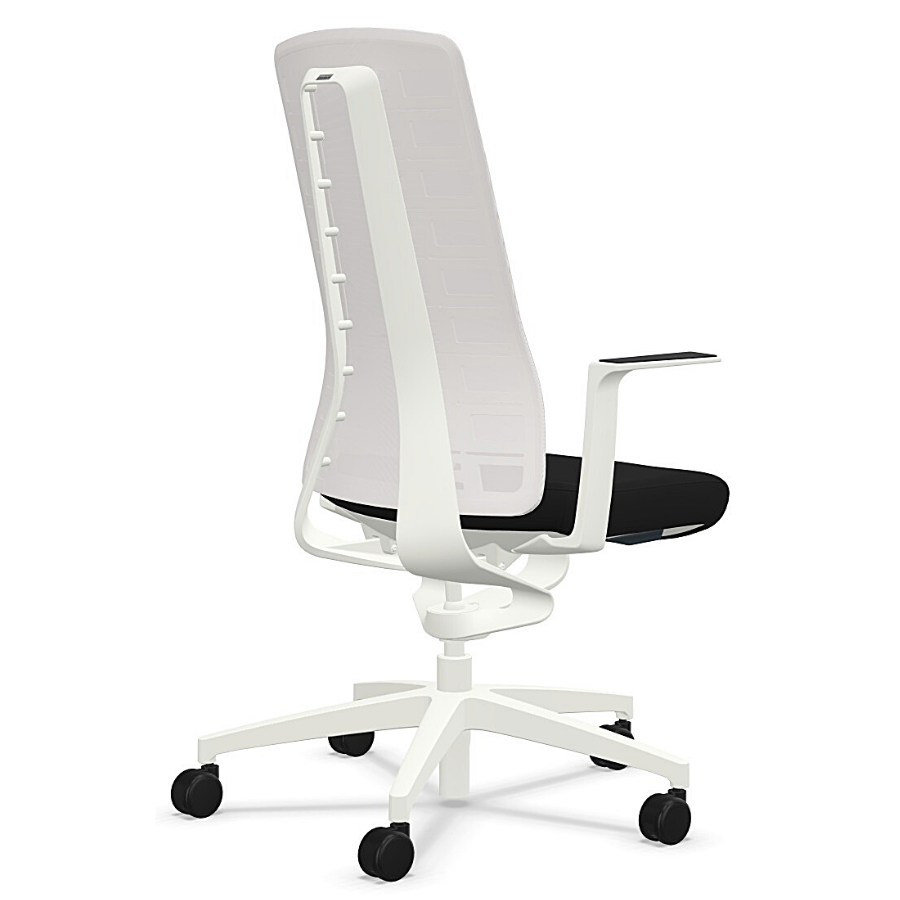 Interstuhl PUREis3 PU213 Bürostuhl weiß mit Netzrücken - seitliche Ansicht