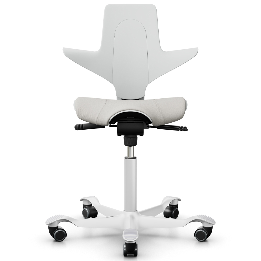 HAG CAPISCO PULS 8020 mit Sitzflächenmatte Stoff Select 60005 creme + Schale u. Gestell weiß