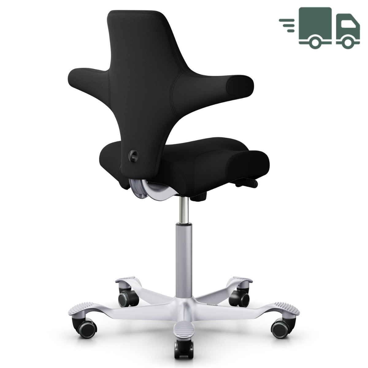HAG CAPISCO 8106 | Niedrige Gasfeder 150 mm | Stoff Xtreme schwarz | Gestell silber