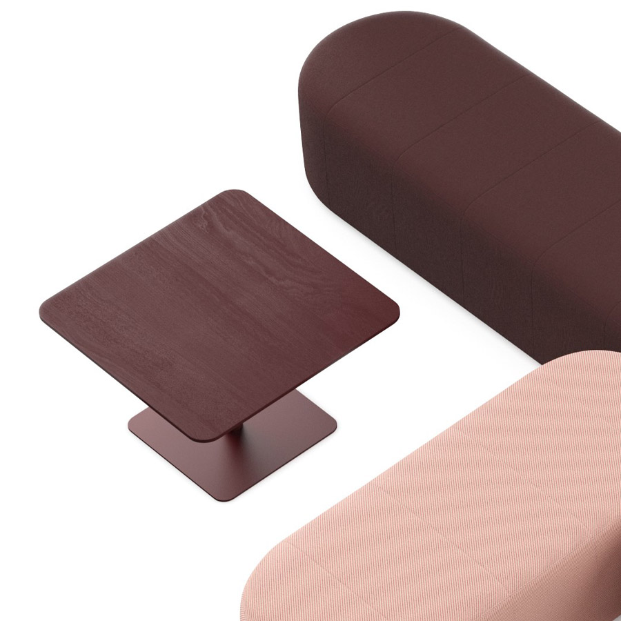 Profim Revo Couchtisch C75 Platte Holzdekor CNA05 grün Gestell 6004 dunkelgrünProfim Revo Couchtisch C75 Platte Holzdekor CNA07 burgunderrot Gestell 3005 burgunderrot