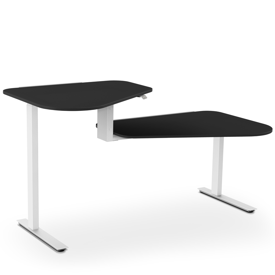 Aeris Active Office Desk - Gestell weiß - Stehposition links - Platte schwarz - Kante schwarz