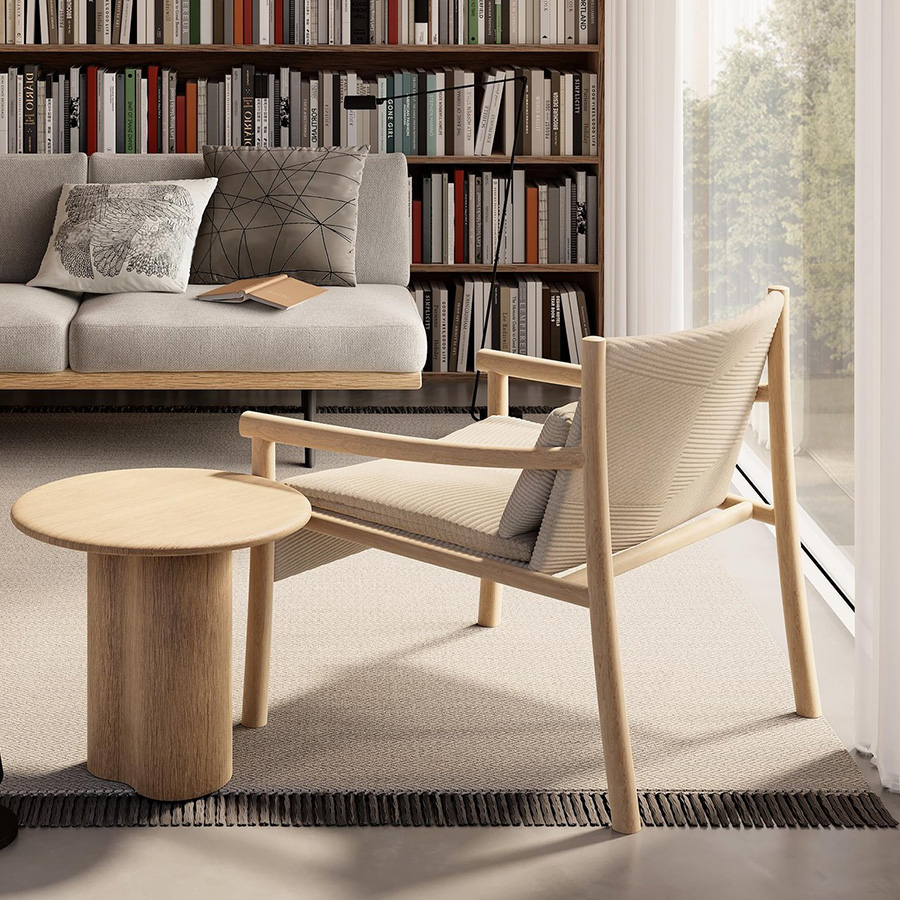 Arper Kata Lounge Sessel gemustert Sitzfläche Linen