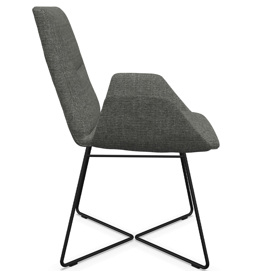 W. Schillig Stuhl mit Armlehnen u. Drahtrohrgestell - Seitenansicht