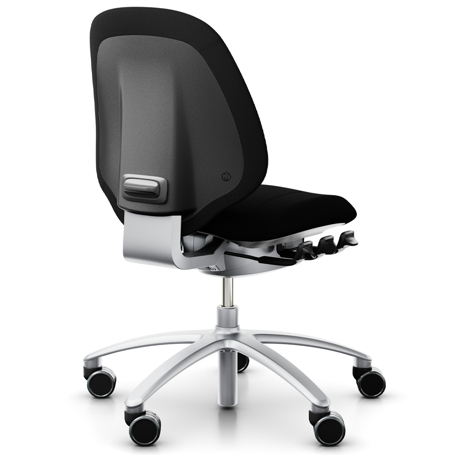 RH Mereo 200 silver mit halbhoher Rückenlehne - Gestell silber - Xtreme schwarz - Rückansicht