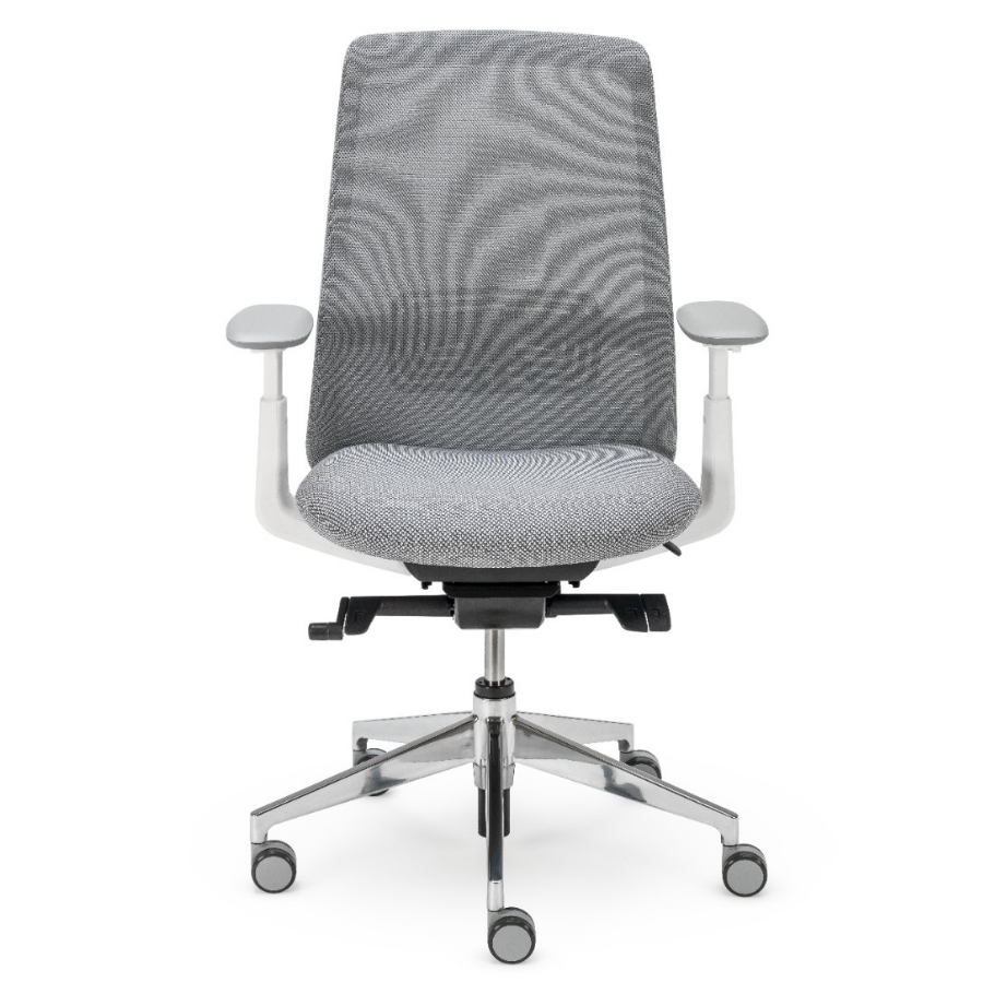 HAWORT Soji Bürodrehstuhl grau mit Netzrücken - Vorderansicht