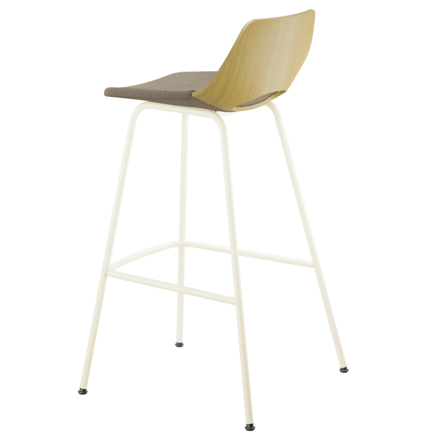 THONET S 661 SPVH Stahlrohrhocker Eiche - Sitzfläche gepolstert - Gestell weiß - Rückseite