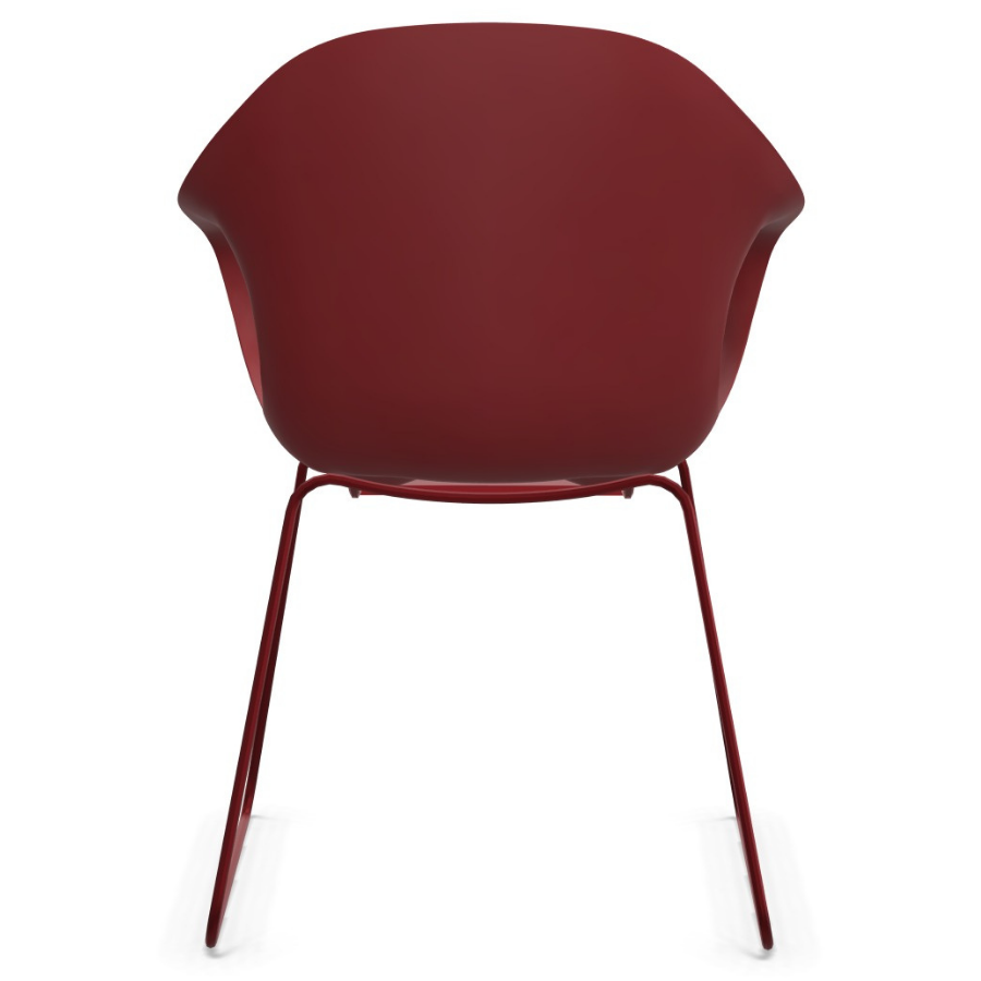 Kristalia ELEPHANT Stuhl rot mit Kufengestell rot - Rückansicht