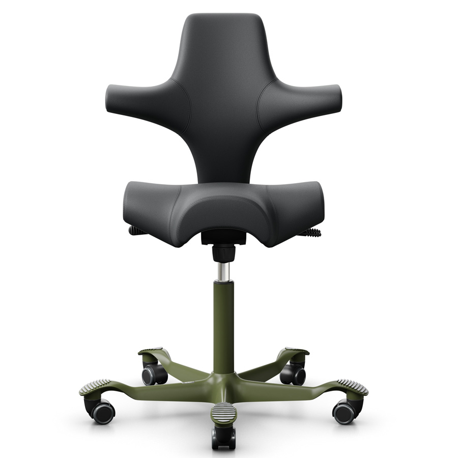 HAG Capisco 8106 Leder Grau Gestell Moss grey