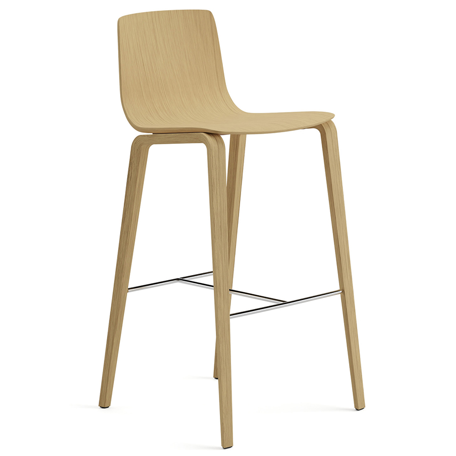 Arper Aava 02 Barhocker aus Holz Sitzschale und Gestell Eiche natur Sitzhöhe 76 cm