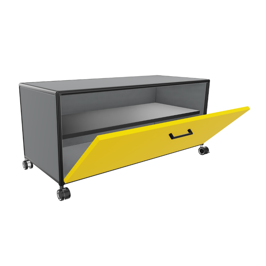 Bosse TV-Board Black Edition Höhe 1 OH Breite 100 cm in Le Corbusier mit Klappe offen