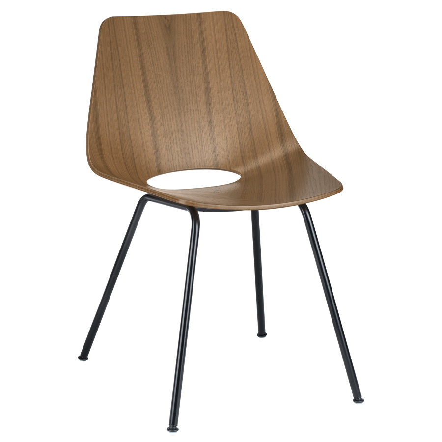 THONET S 661 Stahlrohrstuhl Edelholz Nussbaum - Gestell schwarz
