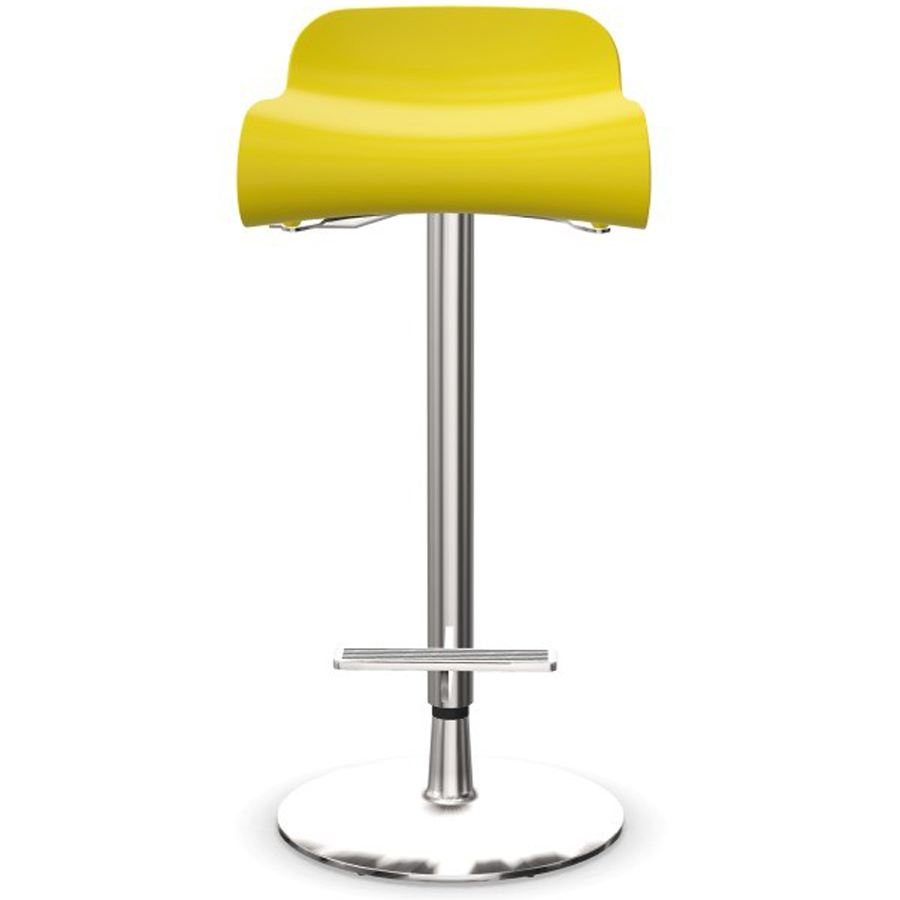 Kristalia BCN Barhocker gelbgrün höhenverstellbar Gestell verchromt