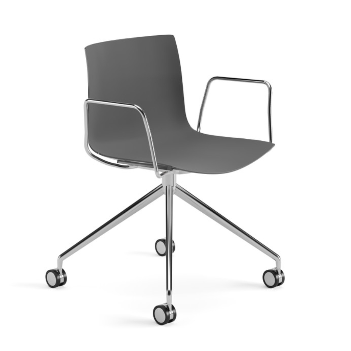 arper catifa drehsessel 46 0369 Schale anthrazit - Gestell Alu mit Armlehnen
