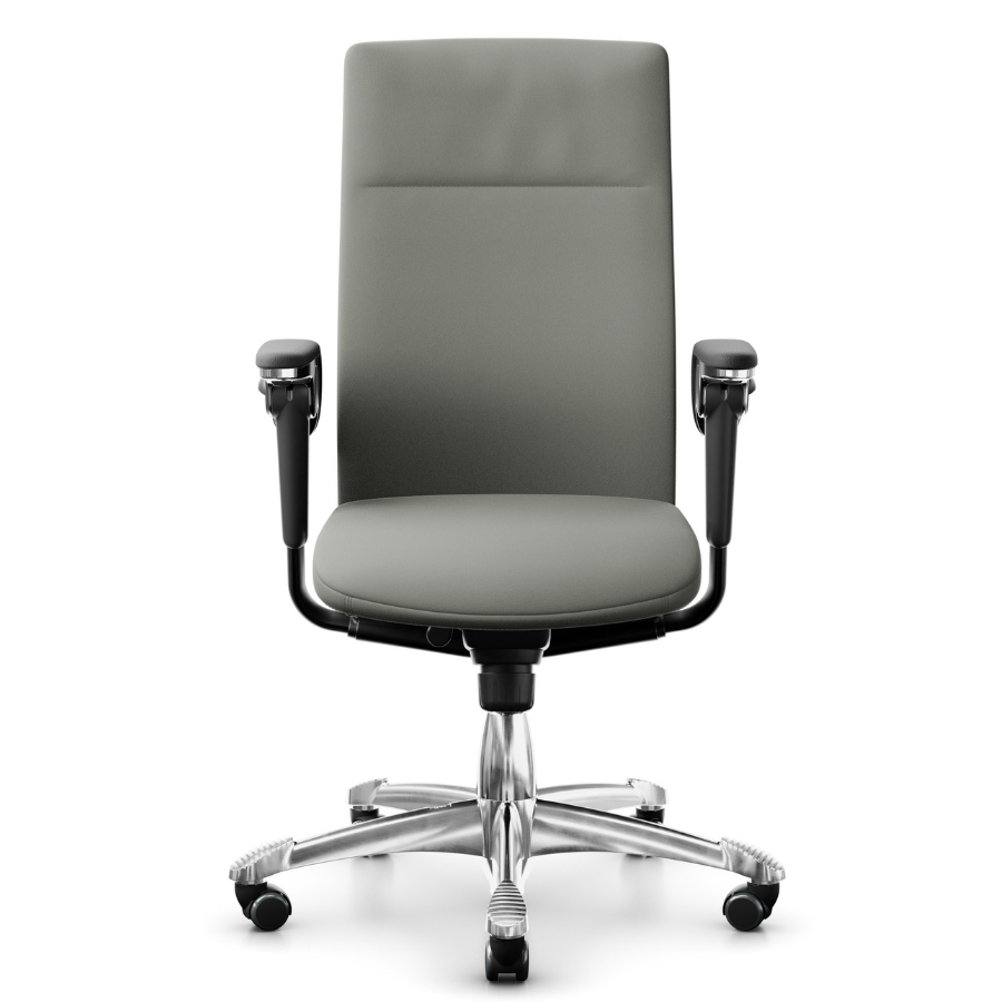 HAG Tribute 9021 Chefsessel grau Fußkreuz/Gestell poliert - Frontansicht