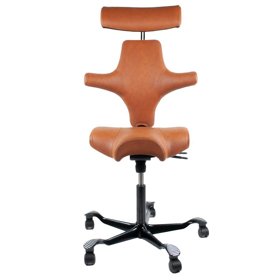 HAG Capisco 8107 - Leder Paloma Soft 5429 natur mit Nackenstütze - Gestell schwarz - Front