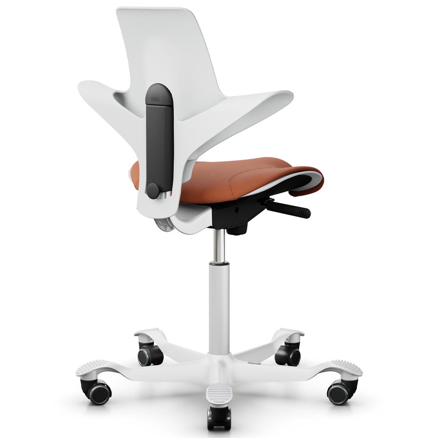 HAG CAPISCO PULS 8020 mit Sitzflächenmatte Stoff Select 63102 orange + Schale u. Gestell weiß