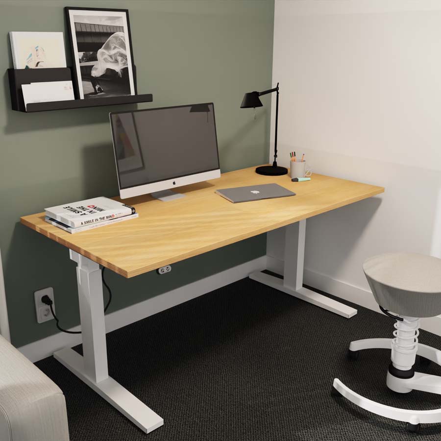 RWH ACTION elektrisch verstellbarer Schreibtisch Eiche - Gestell weiß