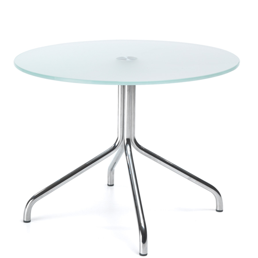 Profim Beistelltisch SH40 mit Spinnenfuß in Aluminium poliert- Platte Milchglas