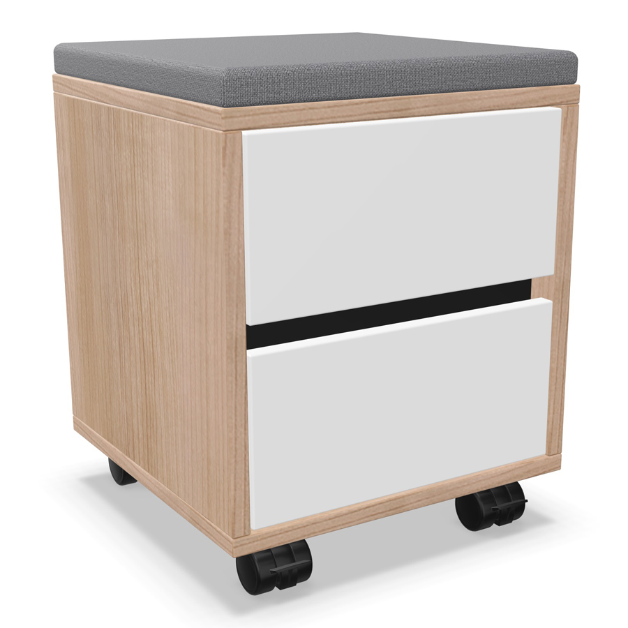 Palmberg Rollcontainer/Sitzhocker FIFFI mit Sitzkissen grau