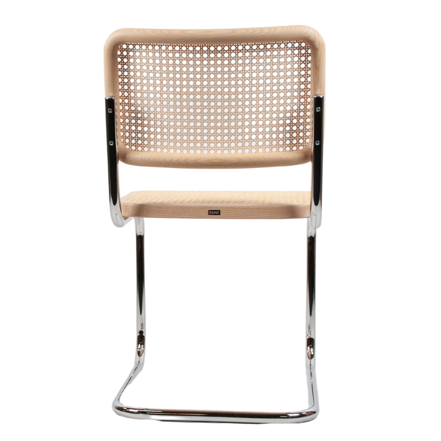 THONET Stahlrohr-Freischwinger S 32 V Rohrgeflecht-Sitz Esche Pure Materials - Rückansicht