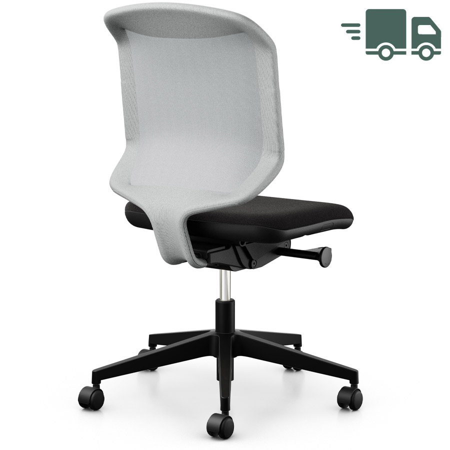 Giroflex 434-3019 steingrau mit Kunststoff-Fußkreuz - Rückansicht