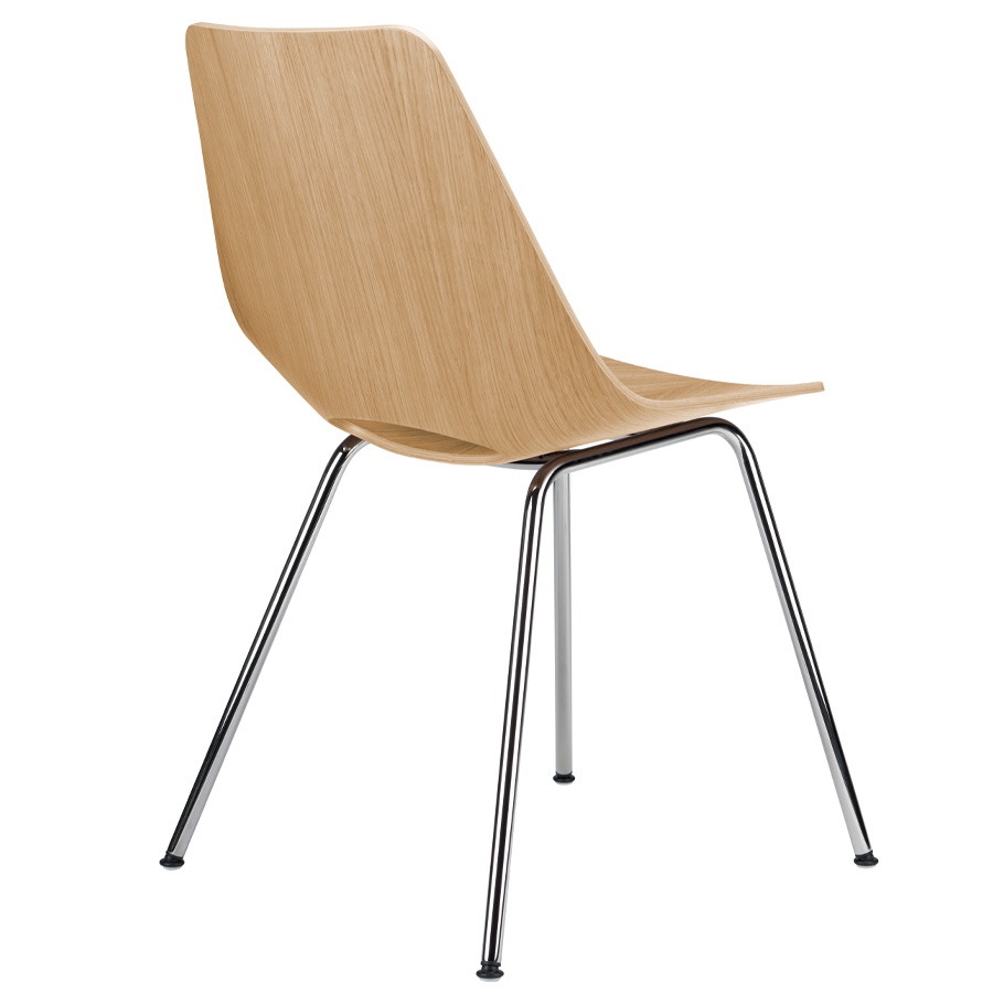 THONET S 661 Stahlrohrstuhl Edelholz Eiche - Gestell chrom - Rückansicht