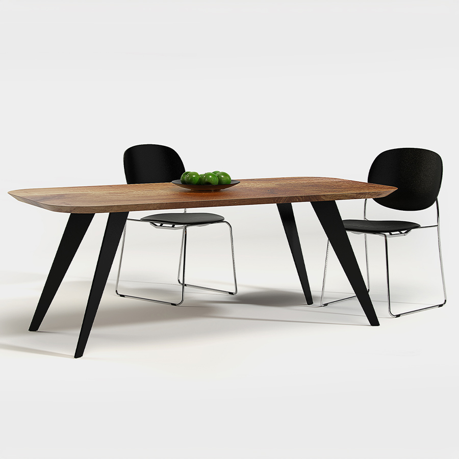 Trebord Enke Tisch, Tischplatte Eiche, Gestell RAL 9005 schwarz