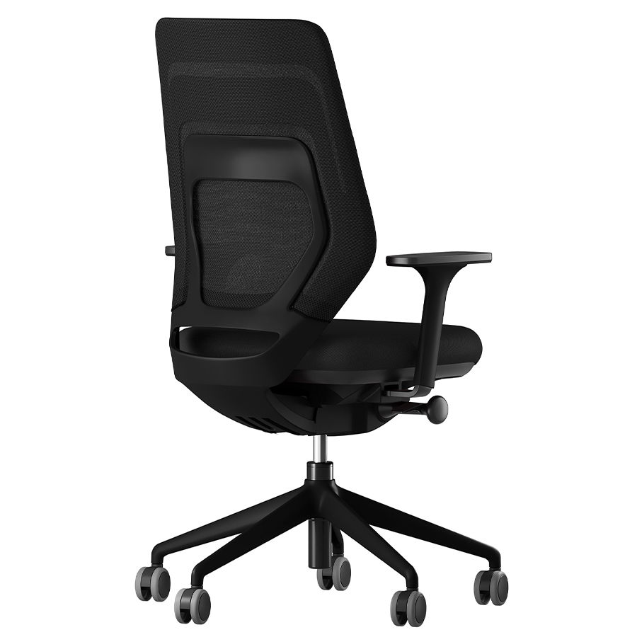 fm Asiento Bürodrehstuhl in Schwarz | Strickmembran Komfort | Rückseite
