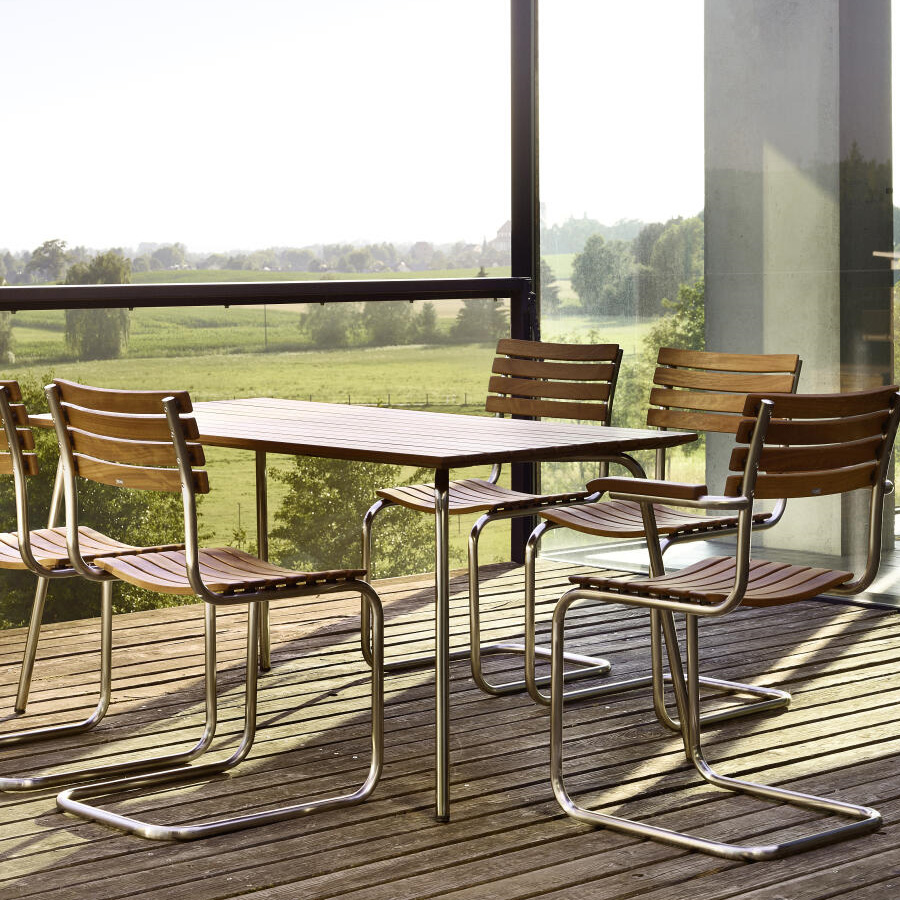 THONET S 1040 Gartentisch - 150 x 78 cm - Gestell verchromt