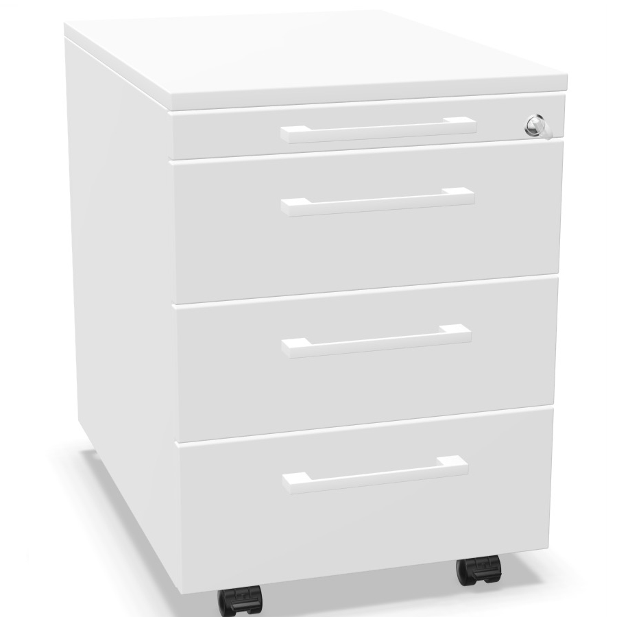 Palmberg Rollcontainer ORGA PLUS 3+3+3+1 mit Griffen weiß