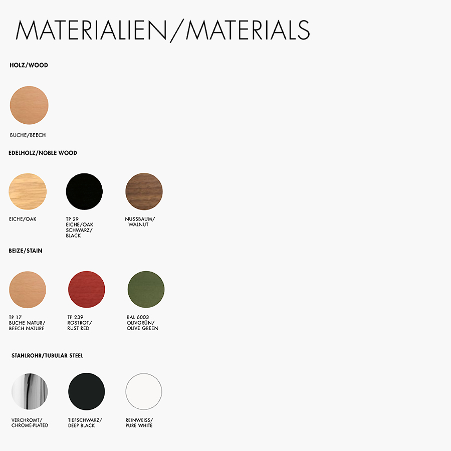 Übersicht Materialien - THONET S 661 Stahlrohrstuhl
