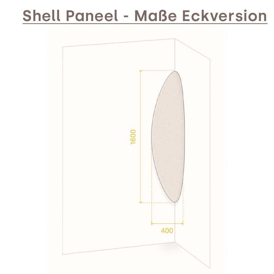 Shell akustisches Design Paneel - Maße Eckversion