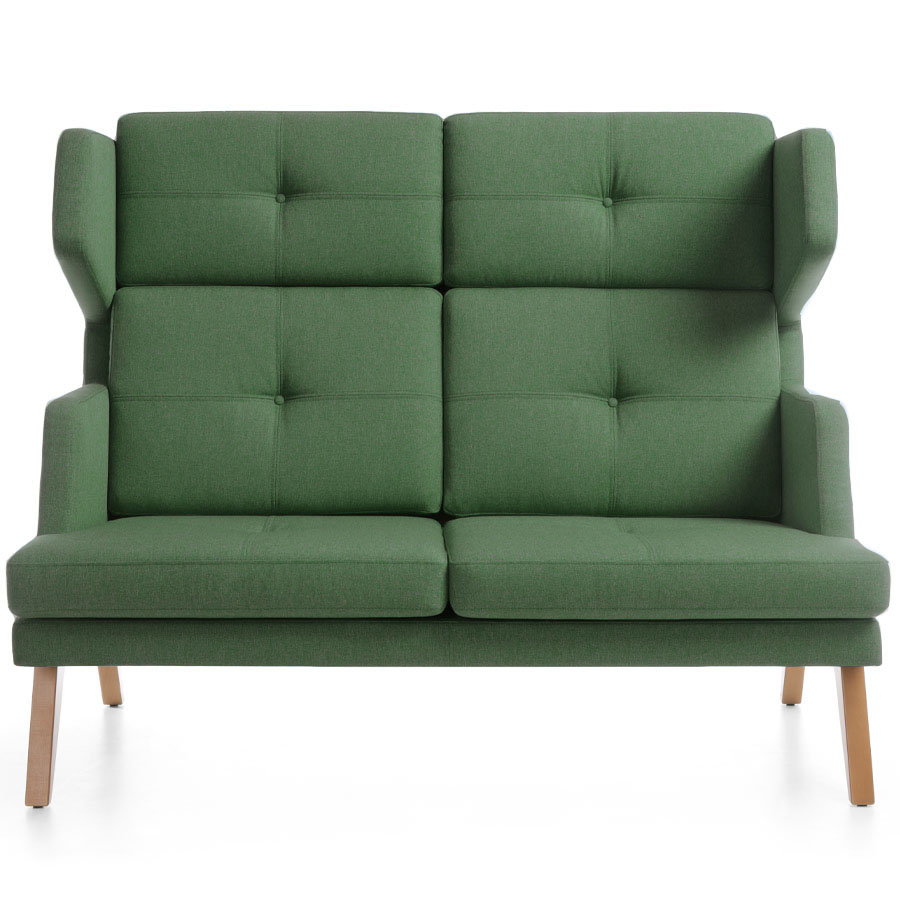 Profim October 2-Sitzer Sofa hohe Rückenlehne - Stoff Synergy LDS49 - Gestell Holz Buche