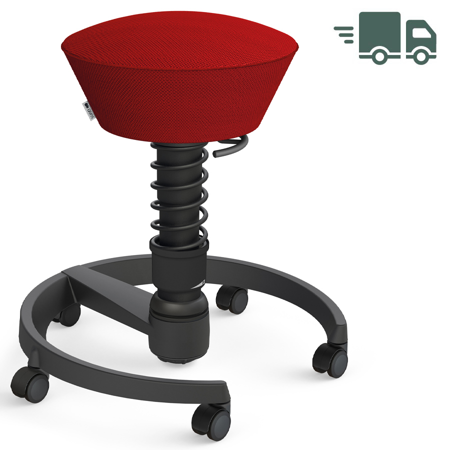 Aeris Swopper Air Mesh-Gewebe Runner rot mit Rollen - Gestell schwarz - Standardfeder