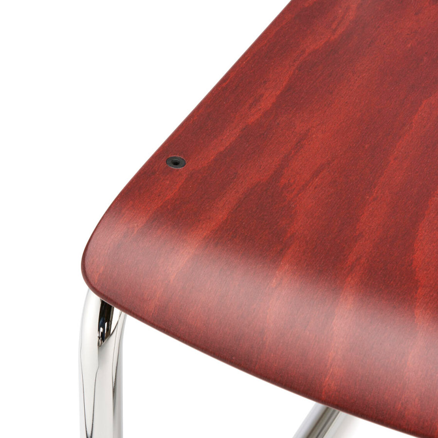 THONET Stahlrohr-Freischwinger S 43 K für Kinder - rubinrot gebeizt - Gestell verchromt - Sitzfläche