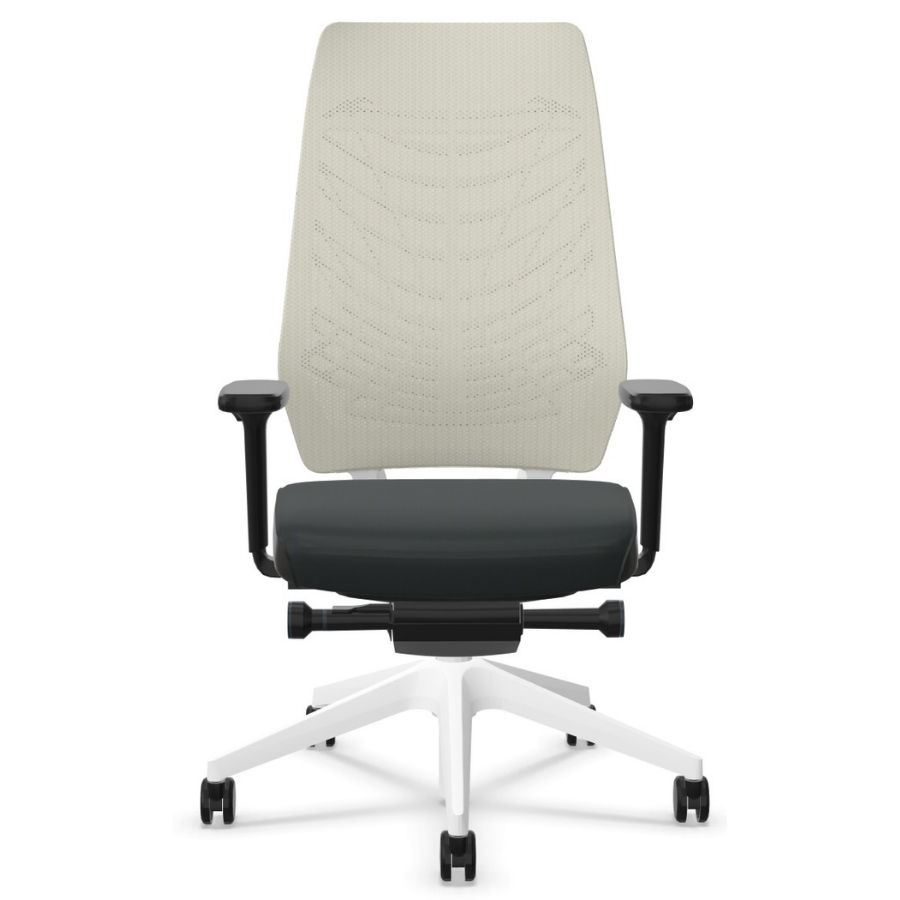 Interstuhl JOYCEis3 (JC21C, JC217) Netzfarbe weiß Polsterfarbe schwarz - Frontansicht