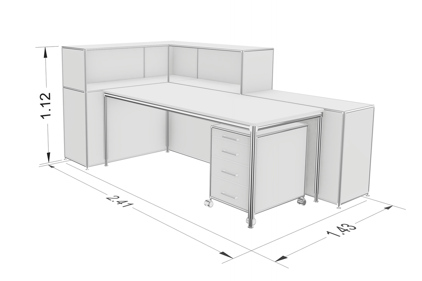 Bosse Modul Space Empfangstheke 3 Bemaßung