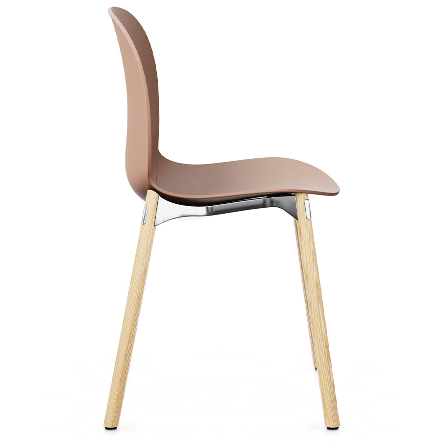 Profim Noor 6050 Sitzschale Rose, Gestell Aluminium poliert, Holzgestell Esche gebeizt natur