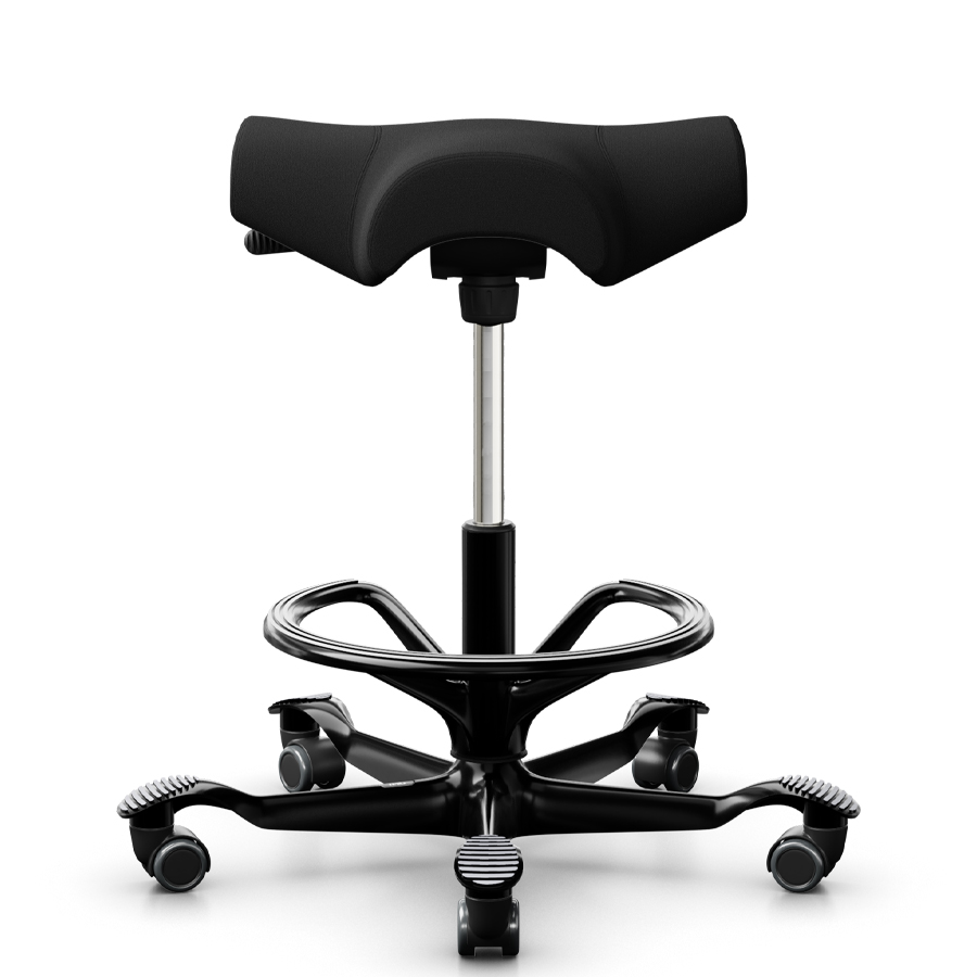 HAG CAPISCO  8105 Hocker Stoff Xtreme schwarz - Gestell schwarz - mit Fußring