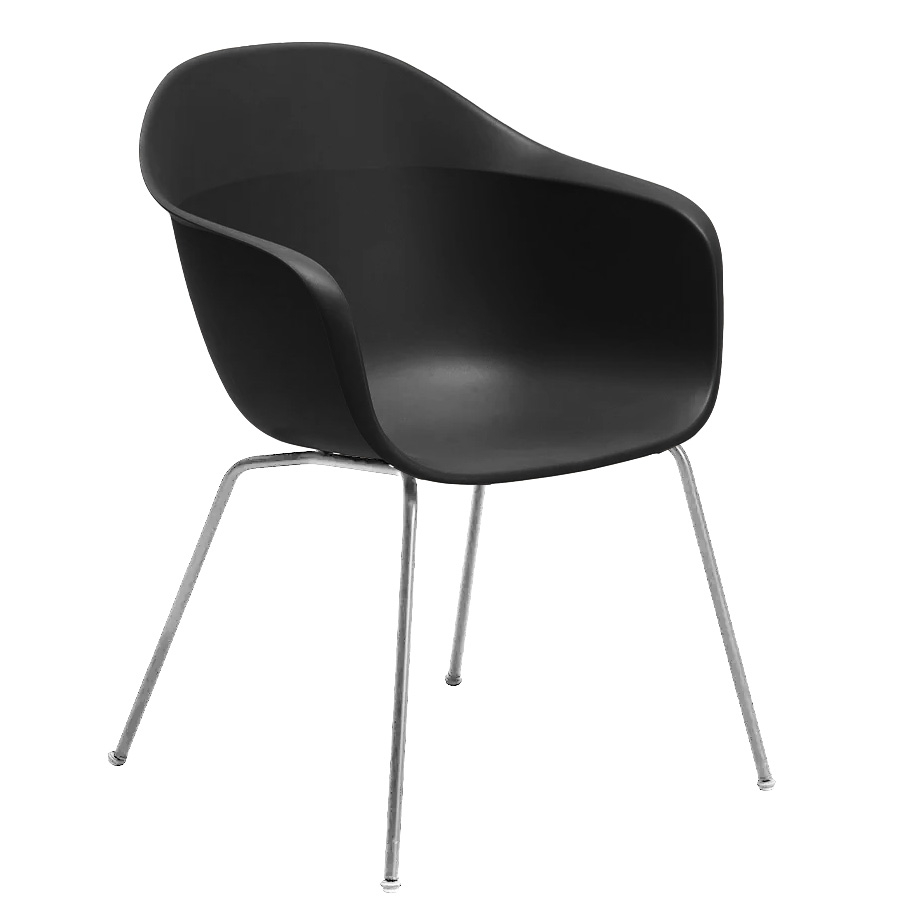 Kristalia Elephantino mit geschlossener Sitzschale in Schwarz und Gestell verchromt