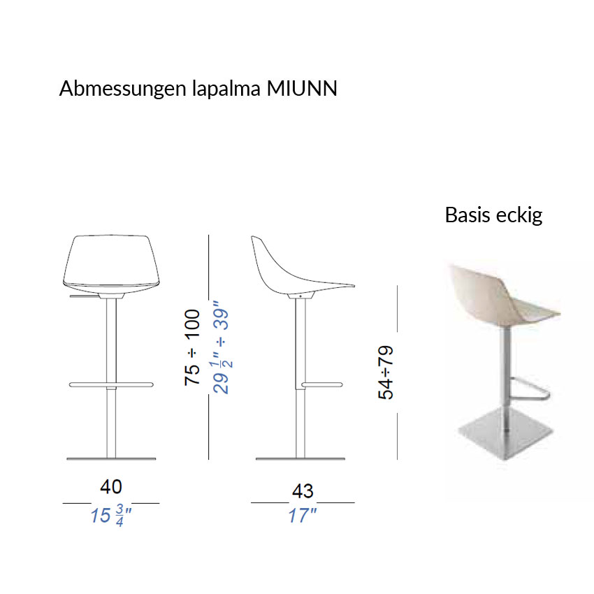 Abmessungen lapalma MIUNN eckig
