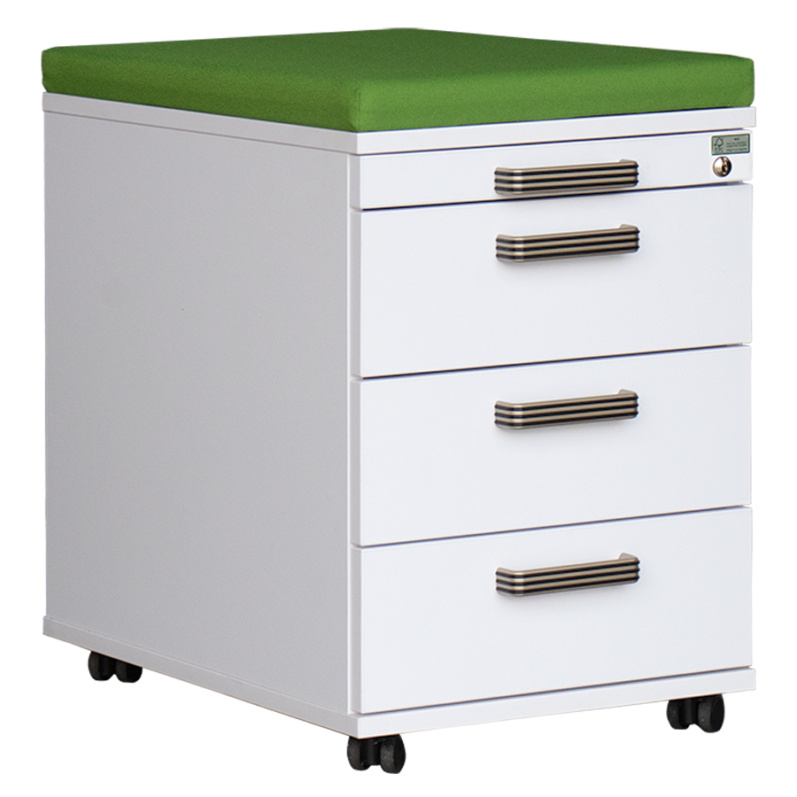 RWH Rollcontainer ROCK weiß - Sitzkissen grün