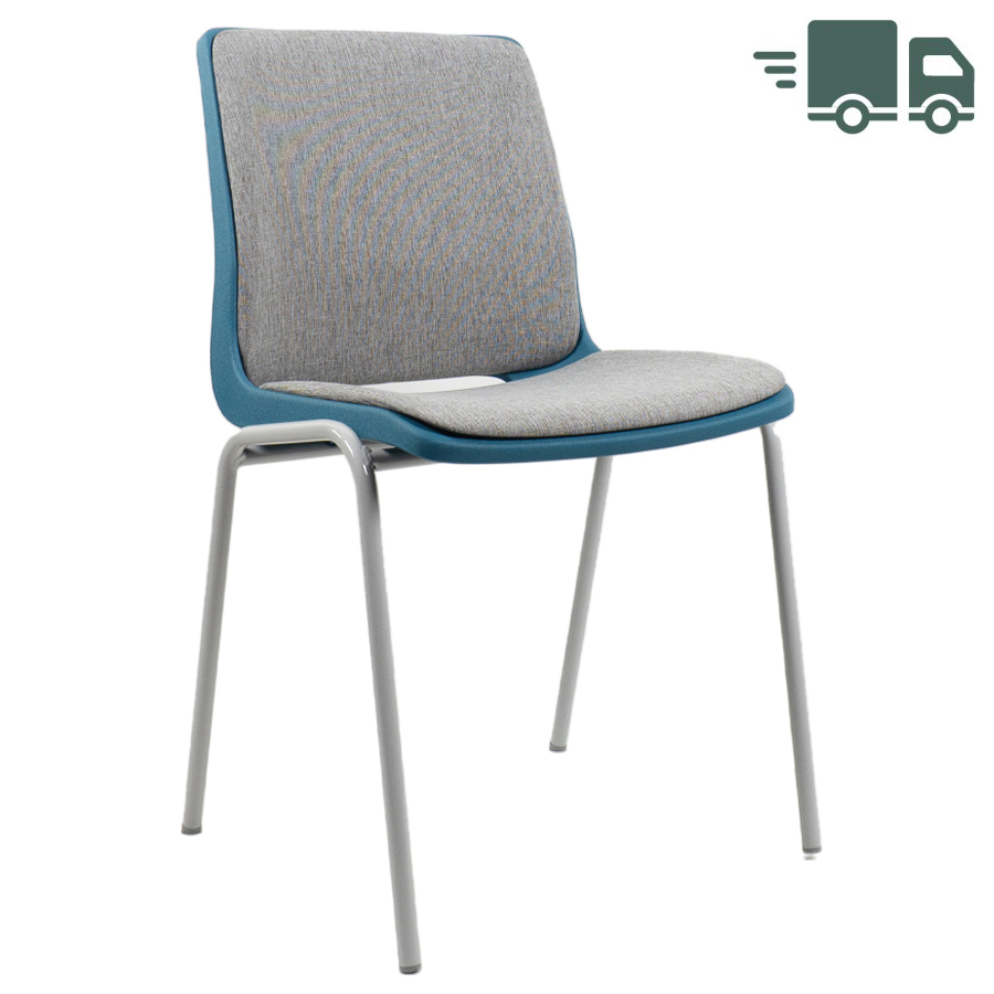 Profim Ana Sitz und Rücken gepolstert | Stoff Nexus hellgrau | Schale Teal blue | Gestell Misty grey