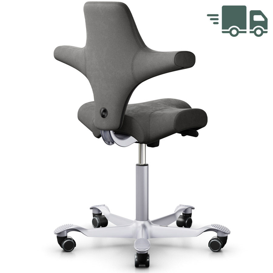 HAG CAPISCO 8106 Stoff Comfort+ grau mit Sattelsitz - Rückansicht
