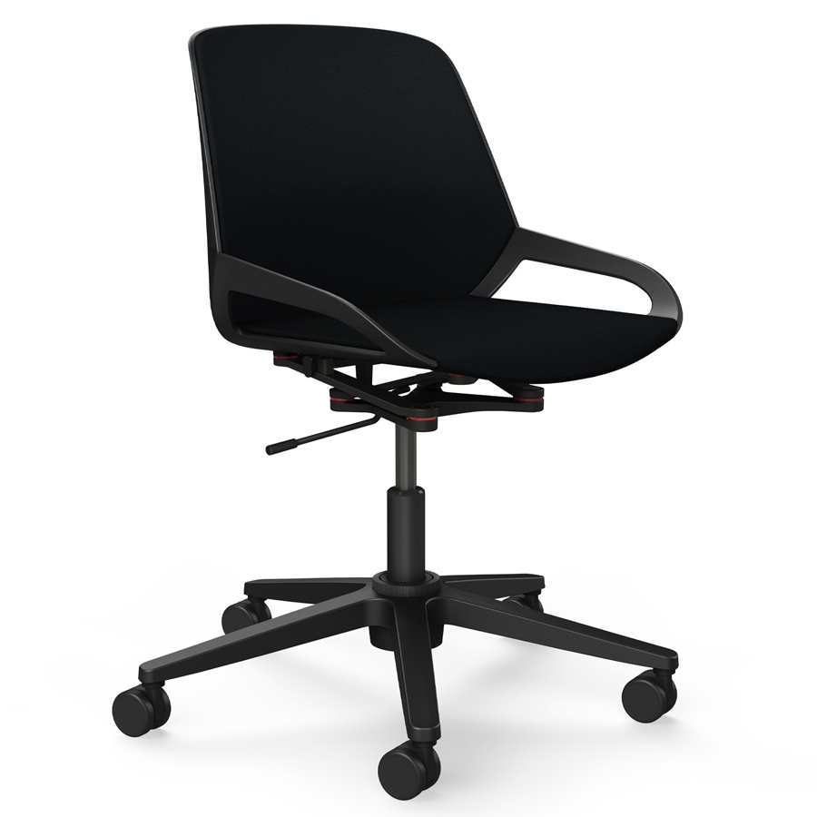 Aeris Numo Task schwarz - Fußkreuz mit Rollen - Sitz- u. Rückenpolster Cura schwarz