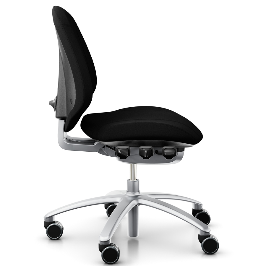 RH Mereo 200 silver mit halbhoher Rückenlehne - Gestell silber - Xtreme schwarz - Seitenansicht