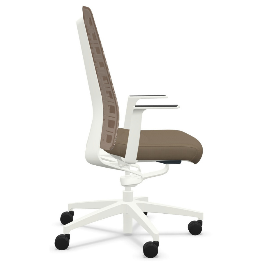 Interstuhl PUREis3 PU213 Bürostuhl weiß mit Netzrücken Farbe beigegrau - Seitenansicht