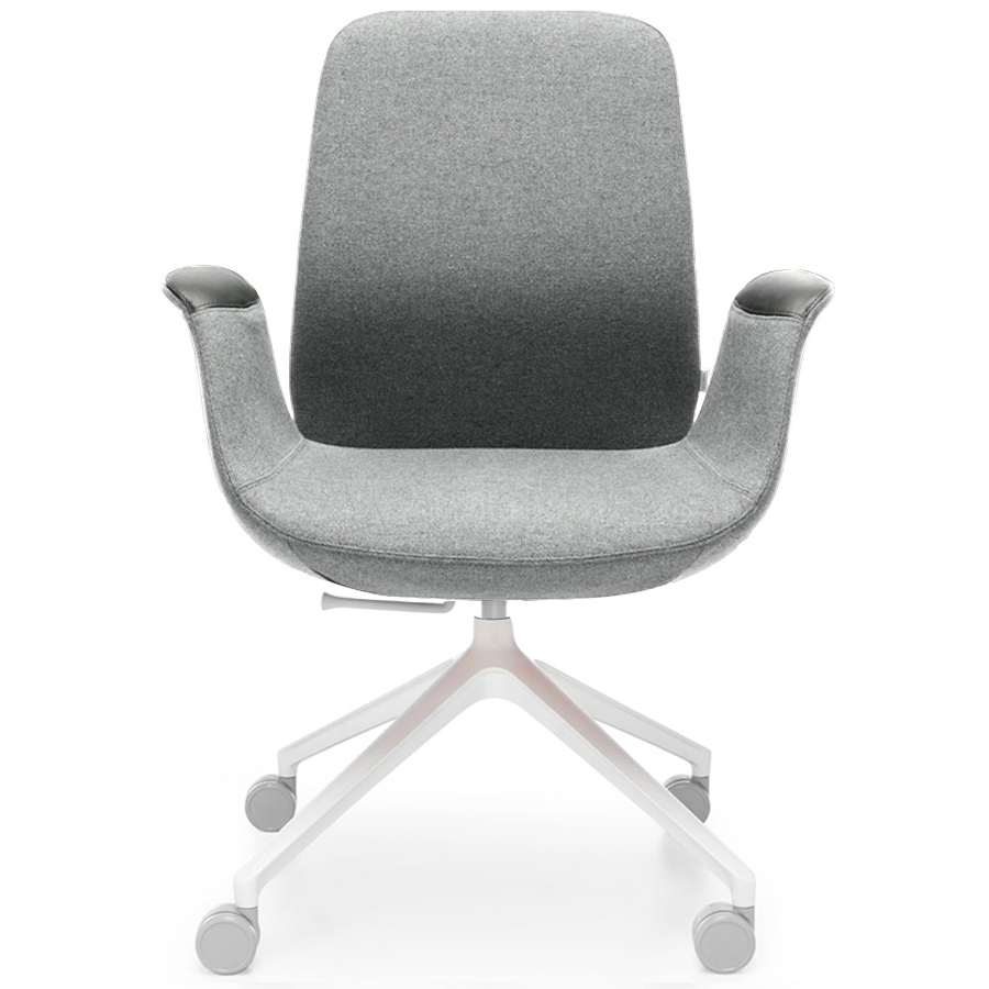 Profim ElliePro 20HST Synergy einfarbiggrau mit Leder Armlehnen - 4-armiges Fußkreuz RAL 9016 weiß