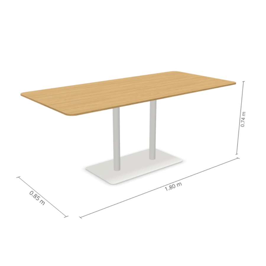 Profim Tisch T180 - Platte Furnier Eiche - Gestell RAL 9016 weiß